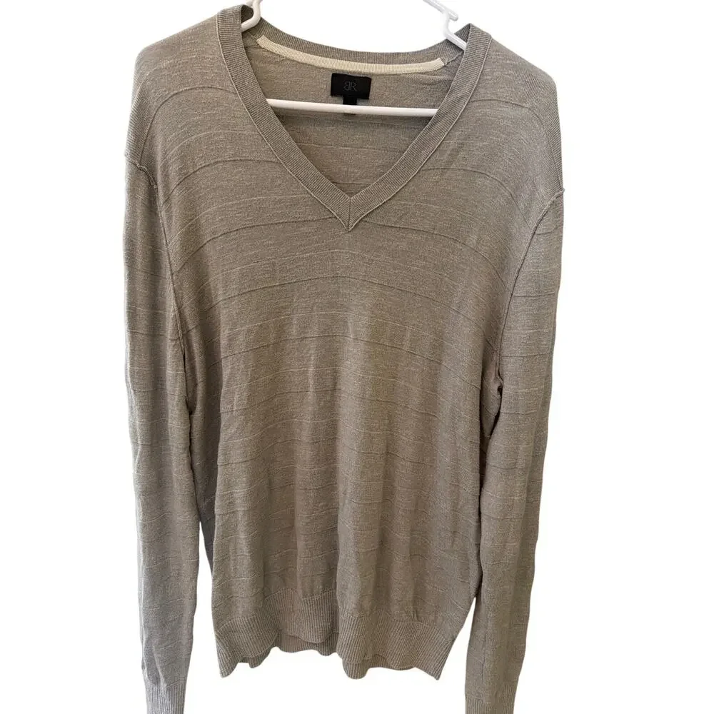 Banana Republic V-Neck Sweater Men's Large Cotton Wool Silk Old Money Luxury